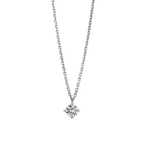 Solitaire Collier aus 585 Gold Weißgold Brillant 0,16ct TW-SI L:42cm 4er-Krappe
