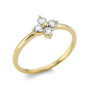 Ring Blume aus 750 Gold Gelbgold 4 Brillanten 0,38ct TW-SI B:8mm