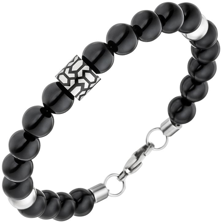 Kugel-Armband für Herren aus Onyx mit Edelstahl