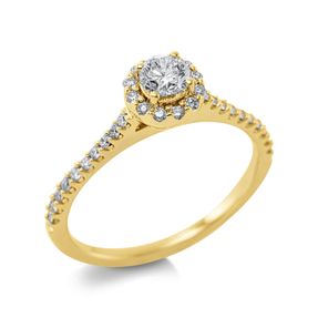 Ring aus 750 Gelbgold 32 Brillanten 0,22ct TW-SI 1 Brillant 0,3ct TW-SI