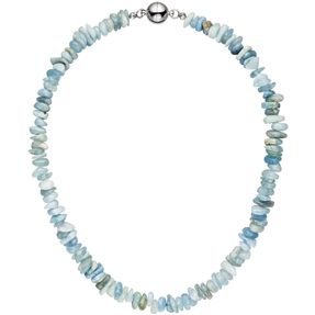 Kette Collier Halskette Aquamarin hellblau blau Edelsteinkette Halsschmuck 45cm