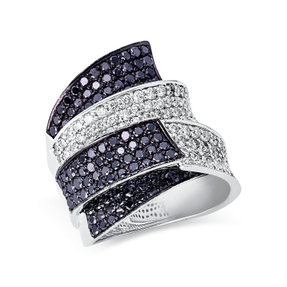 Pavé Ring breit aus 750 Gold Weißgold 229 Diamanten 4,23ct B:25 mm