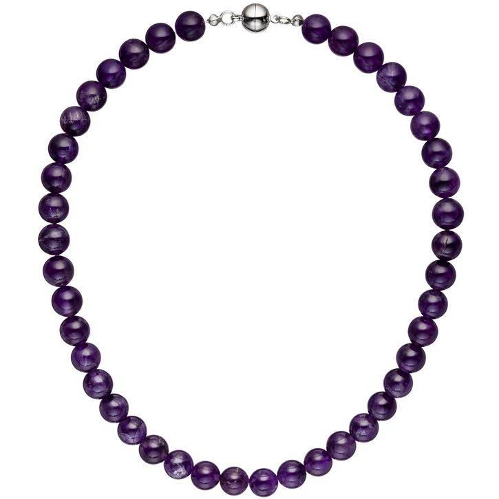 Halskette aus Amethyst 10mm lila violett 44cm