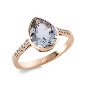 Ring Tropfen 750 Rotgold Amethyst 2,3ct grün 12 Brillanten 0,08ct TW-SI B:11,1mm