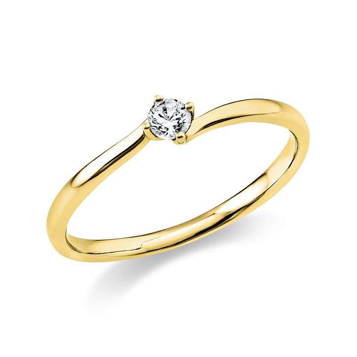 Solitaire Ring aus 750 Gelbgold 1 Brillant 0.1ct