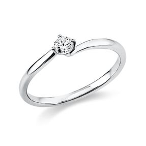 Solitaire Ring aus 750 Gold Weißgold Brillant 0,15ct TW-SI B:2mm 4er-Krappe