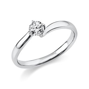 Solitaire Ring aus 750 Gold Weißgold Brillant 0,25ct TW-SI B:2,3mm 4er-Krappe