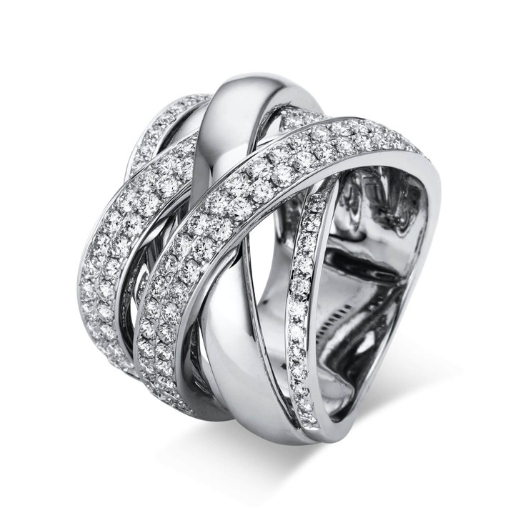 Pavé Ring aus 750 Weißgold 114 Brillanten 1.74ct
