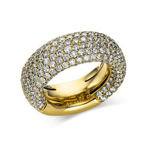 Pavé Ring breit aus 750 Gold Gelbgold 282 Brillanten 5,35ct TW-VSI B:9mm