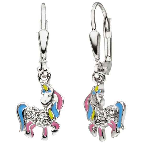 Kinder-Boutons Einhorn mit Zirkonia 925 Silber