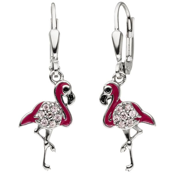 Kinder-Boutons Flamingo rosa Zirkonia 925 Silber