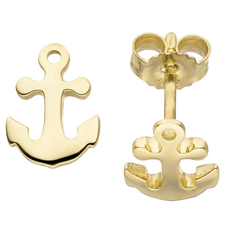 Ohrstecker für Kinder Yachtanker aus 375 Gelbgold