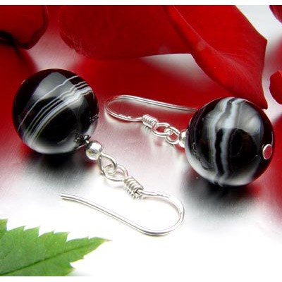 Ohrringe aus Sardonyx und 925 Silber