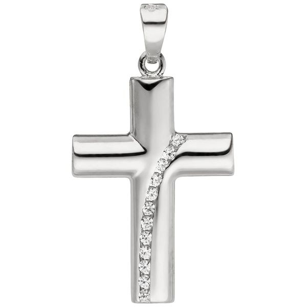 Anhänger Kreuz Kreuzchen Zirkonia weiß 925 Silber