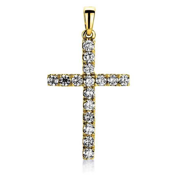 Anhänger Kreuz aus 750 Gelbgold 16 Brillanten 0.28ct