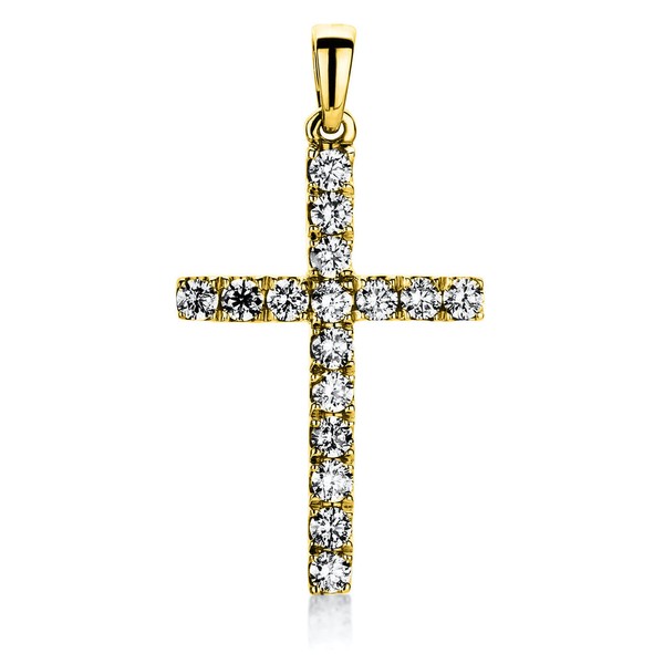 Anhänger Kreuz aus 750 Gelbgold 16 Brillanten 0.28ct