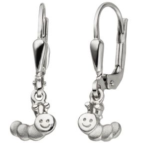 Ohrhänger Ohrringe für Kinder Boutons Raupe aus 925 Silber, rhodiniert teilmatt