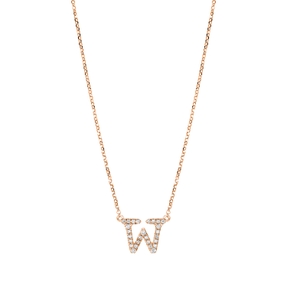 Collier Buchstabe W aus 750 Rotgold 27 Brillanten 0,11ct TW-SI L:43,2cm Collier Buchstabe W aus 750 Rotgold 27 Brillanten 0,11ct TW-SI L:43,2cm