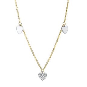 Collier Herzen aus 750 Gold gelb/weiß 51 Brillanten 0,15ct TW-SI L:45,7cm