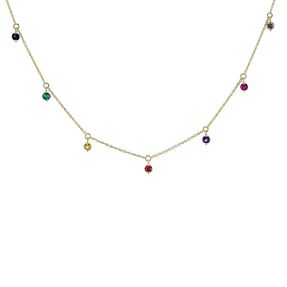 Collier aus 750 Gold Gelbgold 7 Farbsteine 0,58ct mehrfarbig L:45cm