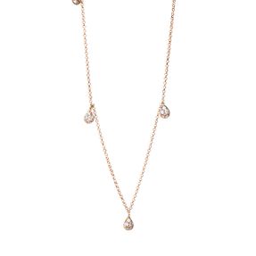 Collier Tropfen aus 750 Gold Rotgold 35 Brillanten 0,34ct TW-SI L:43,2cm