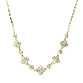 Collier Blumen aus 750 Gold Gelbgold 31 Diamanten 0,92ct TW-SI L:45cm