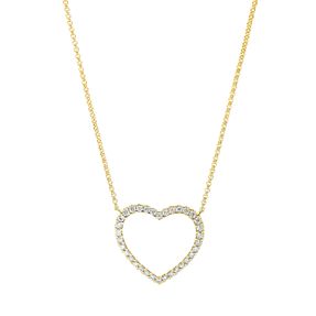 Collier Herz aus 750 Gold Gelbgold 34 Brillanten 0,26ct TW-SI L:45cm