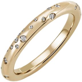 Ring Damenring mit 34 verstreuten Diamanten Brillanten, 585 Gold Gelbgold