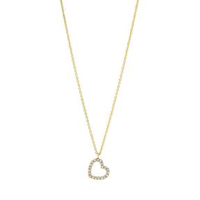 Collier Herz aus 750 Gold Gelbgold 20 Brillanten 0,06ct TW-SI L:45cm