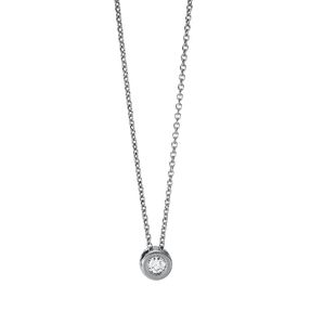 Solitaire Collier aus 750 Gold Weißgold Brillant 0,06ct TW-SI L:45cm Zarge