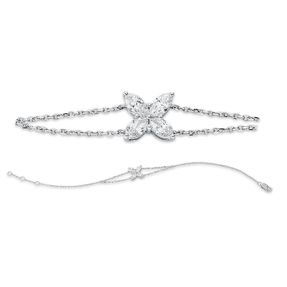 Armband aus 750 Weißgold 4 Diamanten Navette-Schliff 0,75ct TW-SI B:5,5mm L:18cm