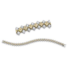 Armband aus 750 Gold gelb/weiß 93 Diamanten 17,54ct L:17,8cm