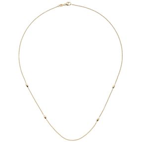 1,1mm Collier Rundankerkette kleinen spitz ovalen Oliven, 585 Gold Gelbgold 45cm