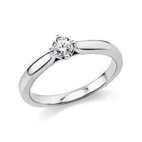 Solitaire Ring aus 750 Gold Weißgold Brillant 0,2ct TW-SI B:1,9mm 4er-Krappe