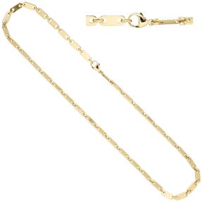 5mm Plattenkette Halskette Collier Halsschmuck aus 585 Gold Gelbgold, 50cm