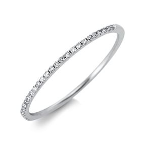 Halb-Memoire Ring schmal aus 750 Weißgold 27 Diamanten 0,08ct W-SI B:0,9mm