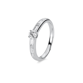 Ring aus 750 Gold Weißgold 9 Diamanten 0,54ct TW-SI B:3mm 4er-Krappe