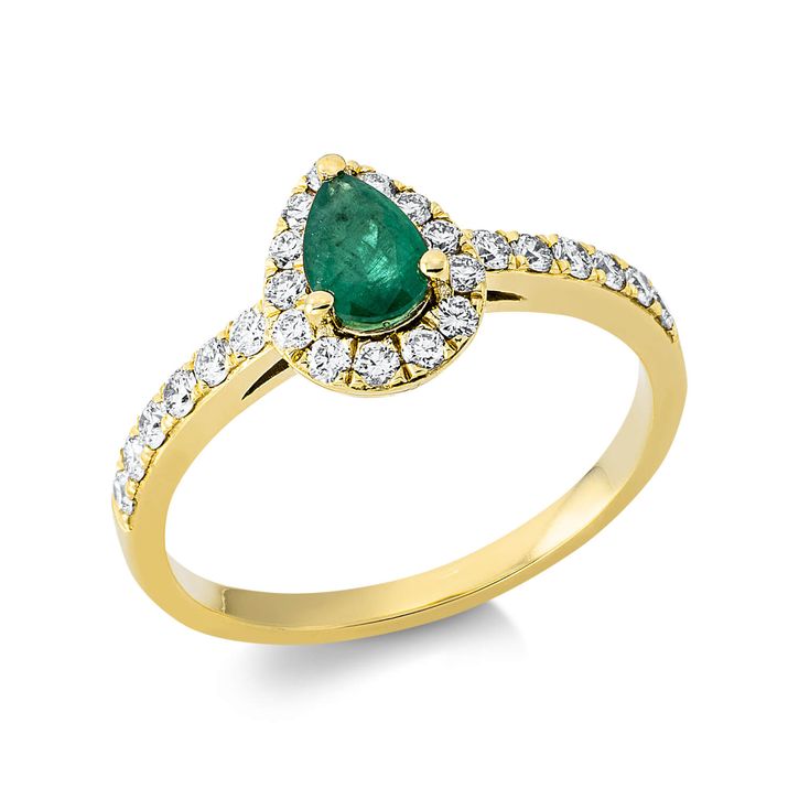 Ring aus 750 Gelbgold Smaragd 25 Brillanten 0.41ct