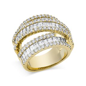 Ring breit aus 750 Gold Gelbgold 150 Diamanten 4,24ct TW-VSI B:18,4mm