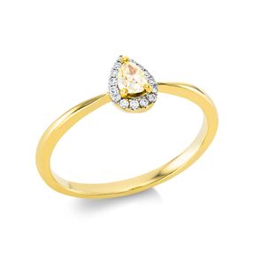 Ring aus 750 Gold Gelbgold 16 Diamanten 0,26ct B:7,2mm Fassung rhodiniert