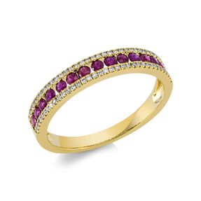 Ring aus 750 Gelbgold 15 Rubine 0,42ct rot 70 Brillanten 0,14ct TW-SI B:3,5mm Ring aus 750 Gelbgold 15 Rubine 0,42ct rot 70 Brillanten 0,14ct TW-SI B:3,5mm