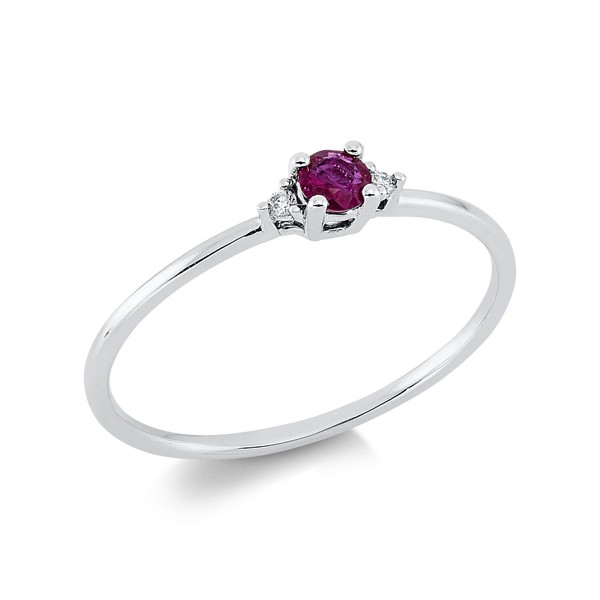 Ring aus 750 Weißgold Rubin 2 Brillanten 0.02ct