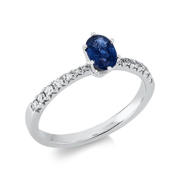 Ring aus 750 Weißgold Saphir 14 Brillanten 0.16ct