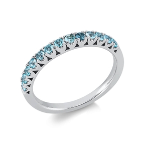 Ring aus 750 Gold Weißgold 13 Paraibae 0,39ct blau H:2,1mm