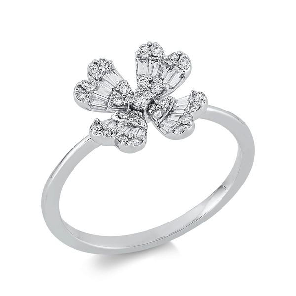 Ring Blume aus 750 Weißgold 35 Brillanten 0.33ct