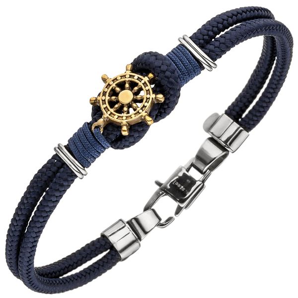 Armband Baumwolle Steuerrad Knoten Edelstahl 21cm