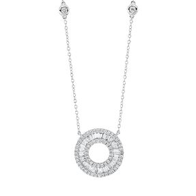 Collier Kreis aus 750 Gold Weißgold 100 Diamanten 0,82ct TW-SI L:43,2cm