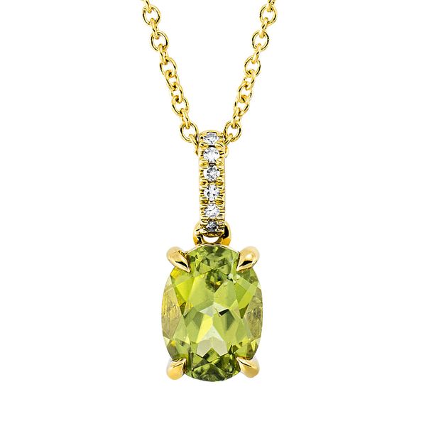 Collier aus 750 Gelbgold Peridot 6 Diamanten 0.02ct