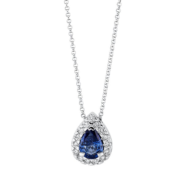 Collier aus 750 Weißgold Saphir 15 Brillanten 0.2ct