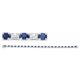 Armband aus 750 Weißgold 22 Saphire 5,42ct blau mit Diamanten L:17,5cm